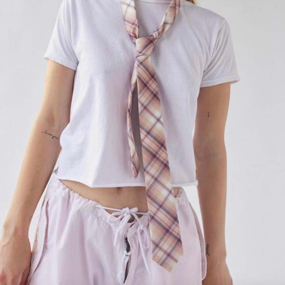 Urban Outfitters Menswear Plaid Necktie Pink